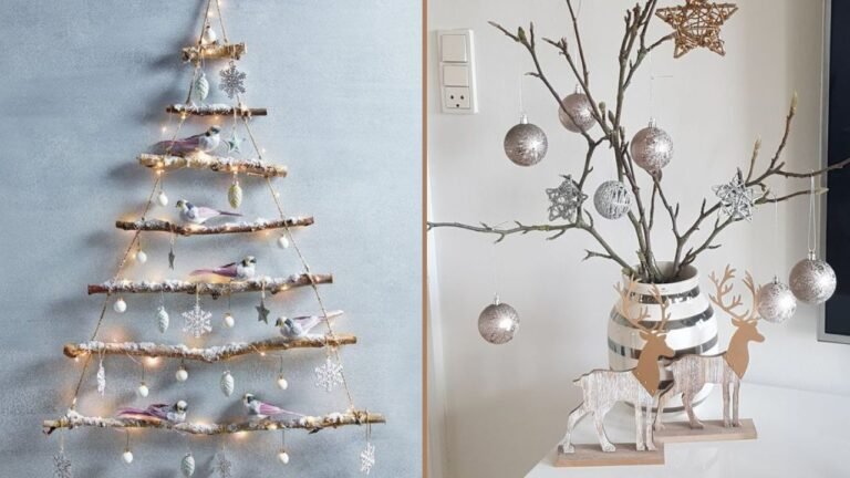 Cómo hacer un árbol de Navidad con ramas naturales 27 arbol de navidad hecho con ramas naturales