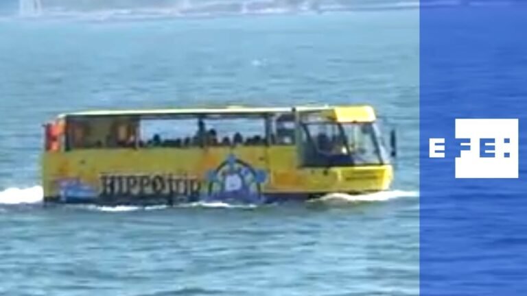 autobus viajando por carretera hacia el mar