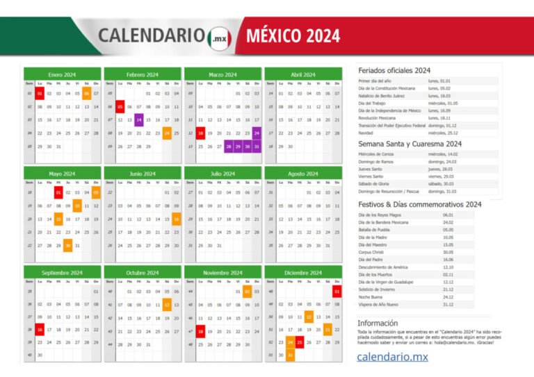 calendario con fechas importantes de pago