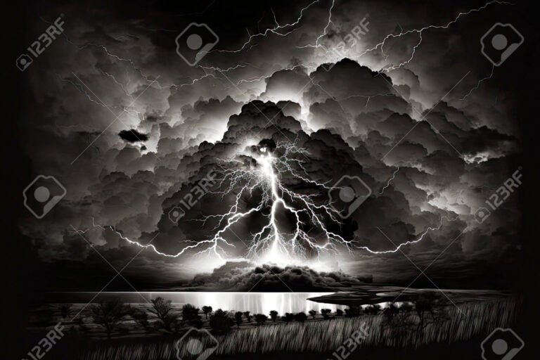 cielo oscuro con relampagos y tormenta