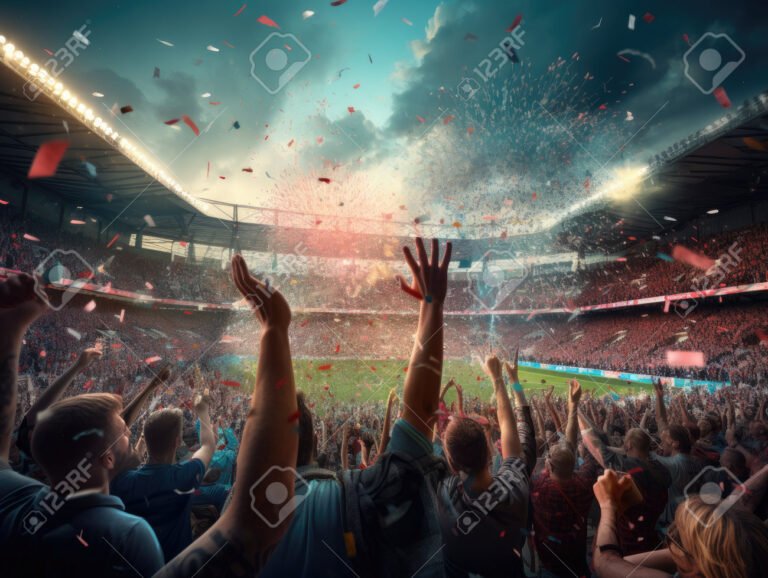 fanaticos animando en un estadio de futbol