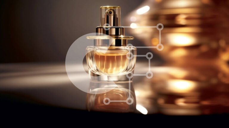 frasco dorado de perfume elegante y moderno