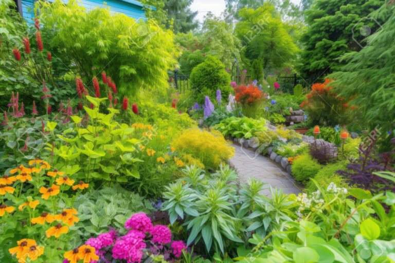 Cómo diseñar parques y jardines que embellezcan tu entorno 9 jardin vibrante con flores y senderos