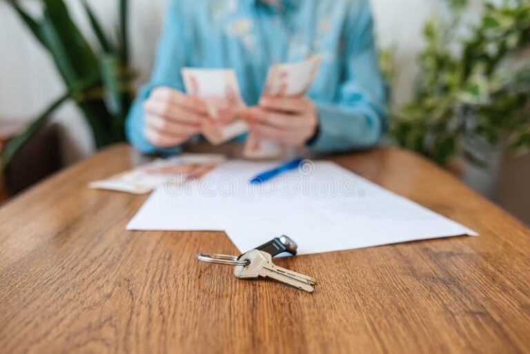 llave y contrato de alquiler sobre una mesa