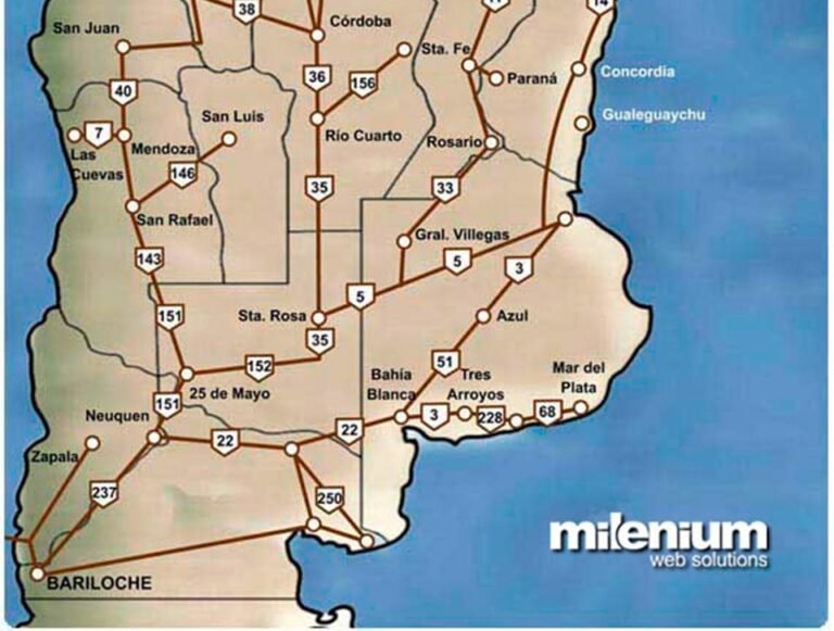 Cuál es la distancia entre Buenos Aires y Las Grutas 22 mapa de argentina con rutas destacadas