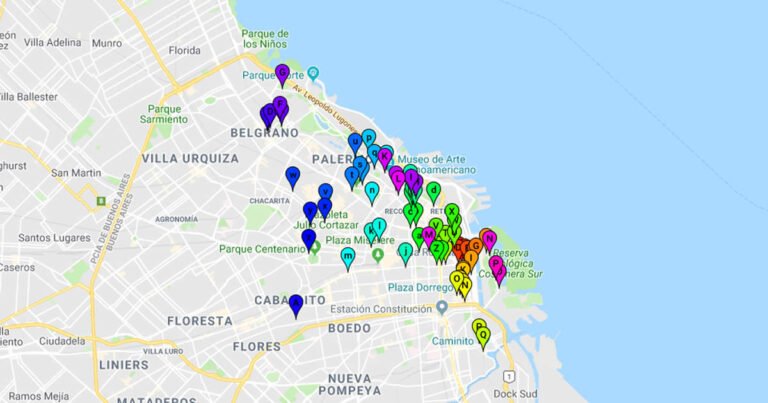 mapa de buenos aires con puntos destacados