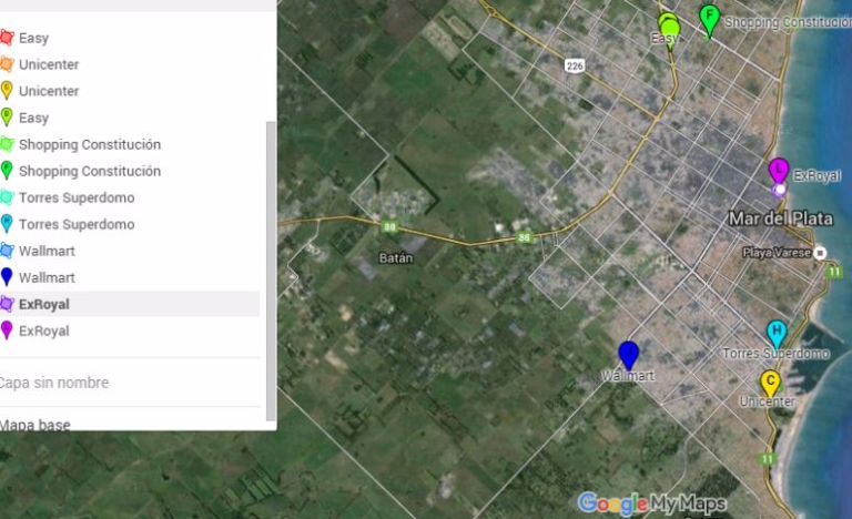 mapa de mar del plata con supermercados coto