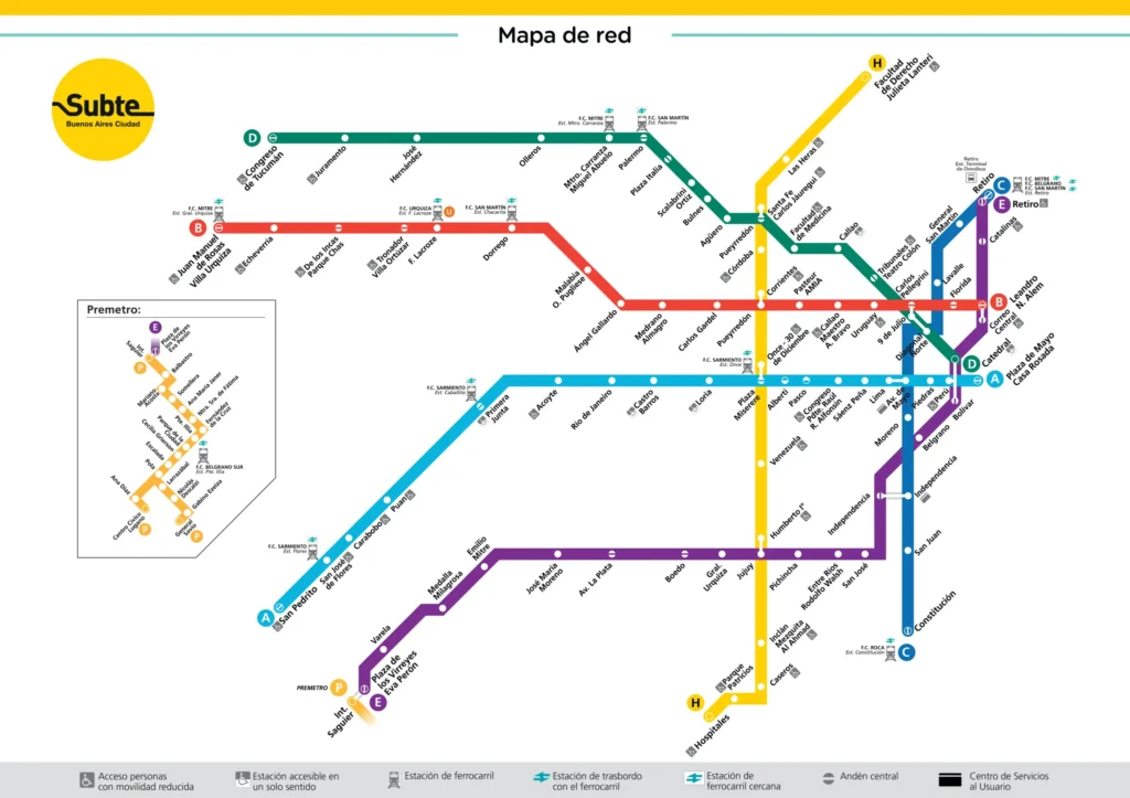 Qué opciones ofrece la red de subtes en Buenos Aires 1 mapa del subte de buenos aires 1