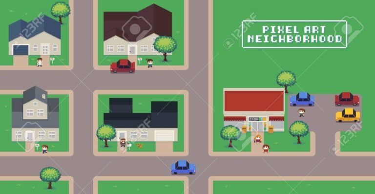 mapa urbano con casas coloridas