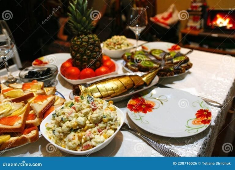 mesa festiva con comida argentina de ano nuevo