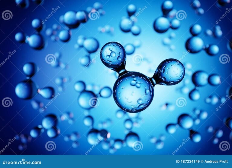 Cómo está compuesta el agua y cuáles son sus propiedades 12 moleculas de agua en un fondo azul