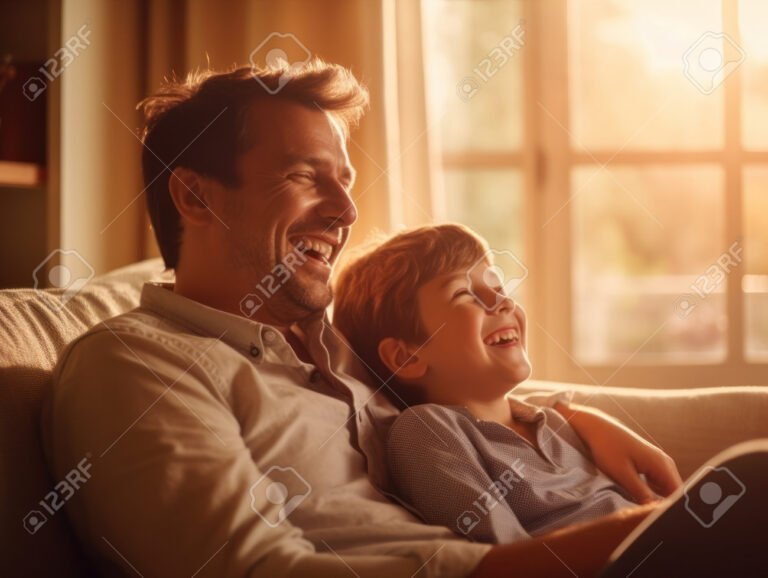 padre abrazando a su hijo felizmente