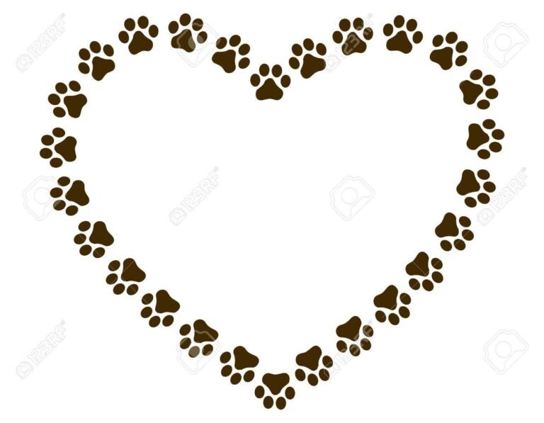 paw print on a heart shaped background