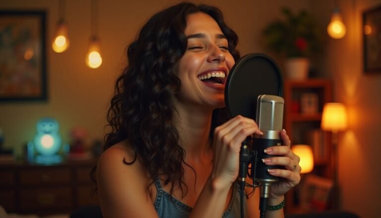 persona cantando en casa con confianza