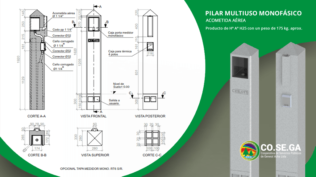Qué incluye un plano de pilar de luz reglamentario en Argentina 1 plano tecnico de pilar de luz argentino