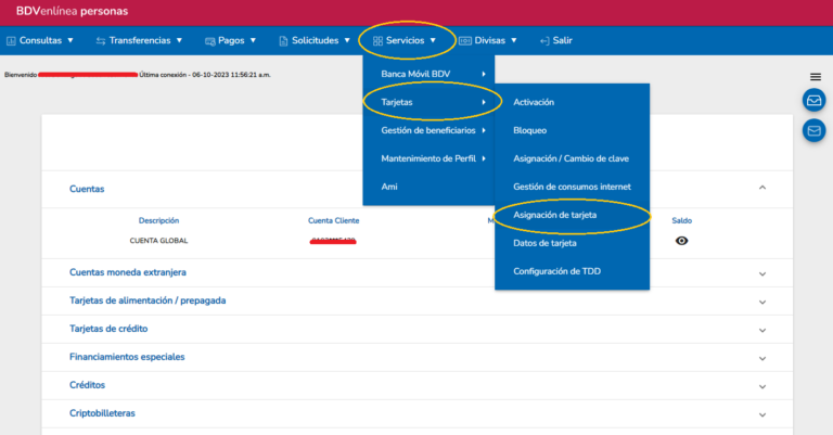 proceso de solicitud de tarjeta de debito