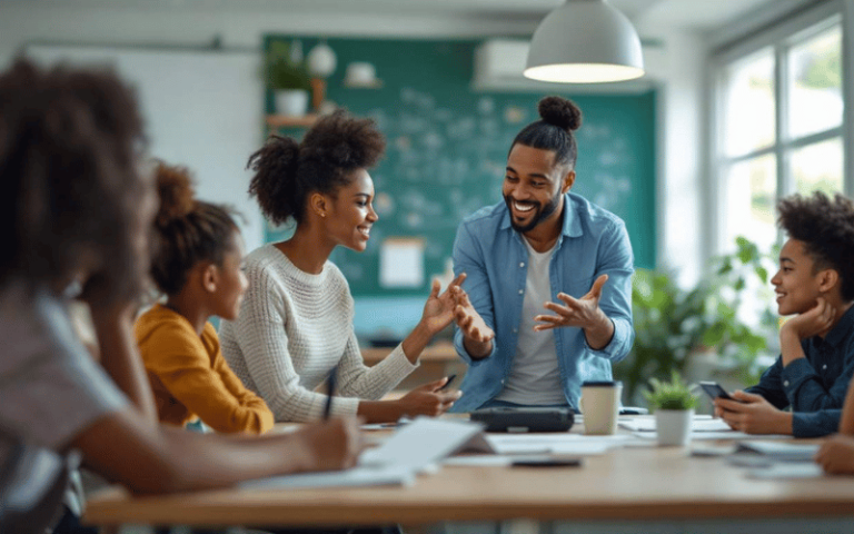 Qué es la plataforma del Instituto Nacional de Formación Docente 5 profesores colaborando en un aula moderna