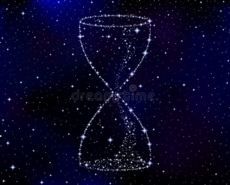 reloj de arena con fondo estrellado