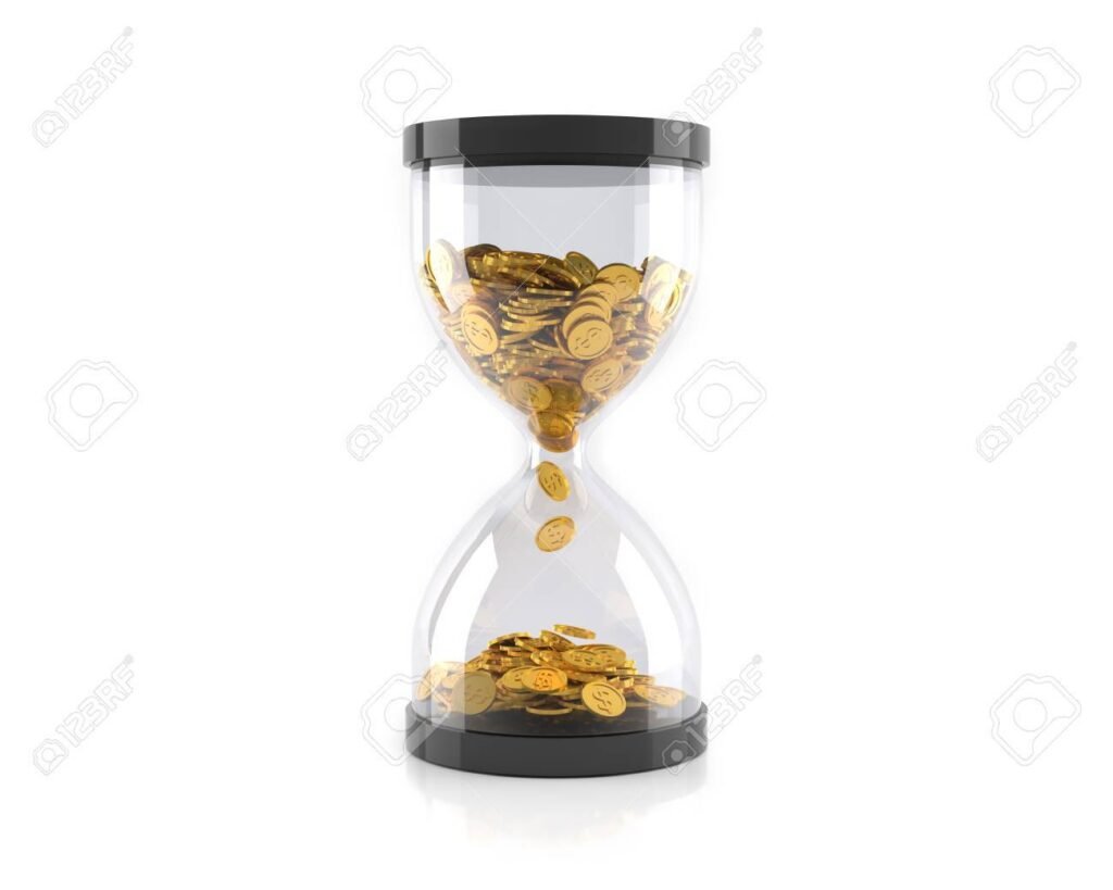 Jubilaciones y pensiones: cuándo cobro mi primer pago 1 reloj de arena con monedas y billetes