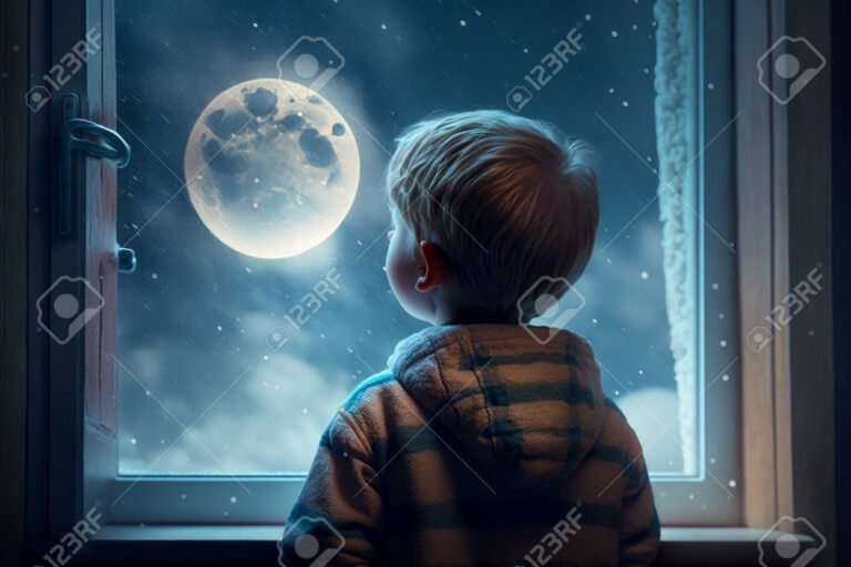 Cuál es el resumen por capítulos de "Nicanor y la Luna" 23 un nino mirando la luna brillante
